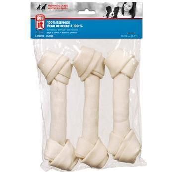 Hueso Dog It Anudado Blanco 8" 3 Unidades