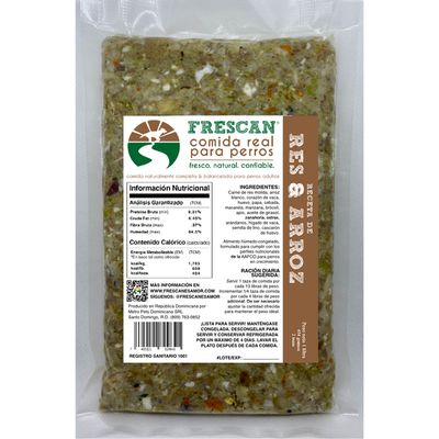 Alimentos Para Perros Frescan Res y Arroz 1 lb