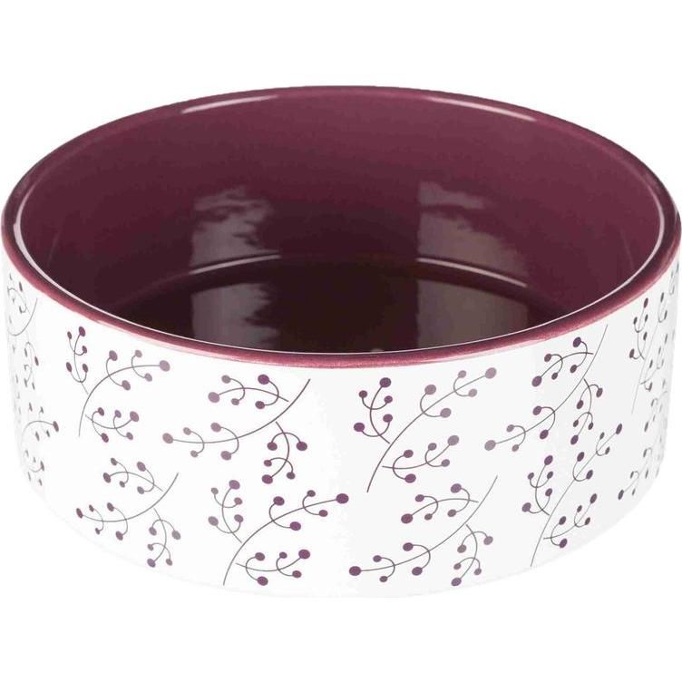 Plato Flower Trixie Motif Ceramic (0.8L / 16 Cm) White/Berry 1 Unidad