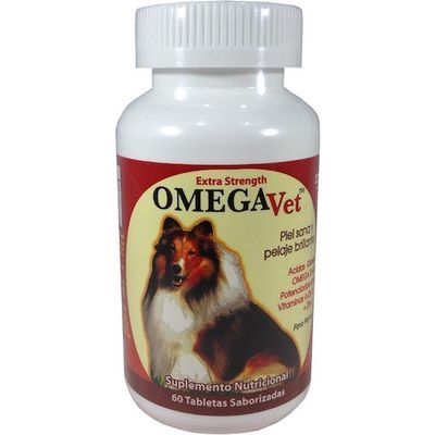 Suplemento Nutricional Omega Vet Frasco Tabletas Saborizadas 60 Unidades