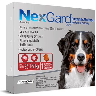 Nexgard 25 A 50 Kilos - 1 Comprimido